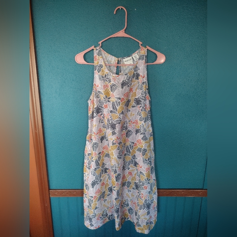 Rachel Zoe 100% Linen Multicolor Floral A-Line Sleeveless Dress